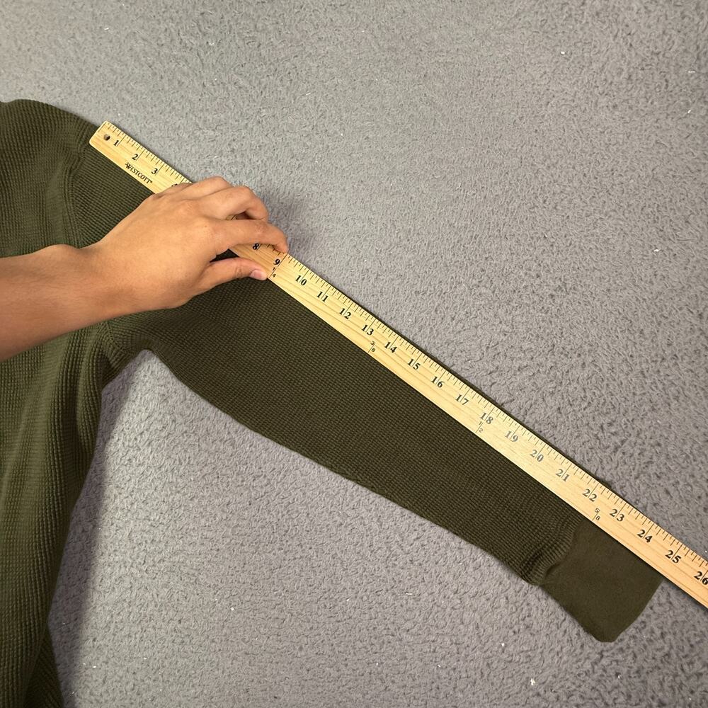 Polo Ralph Lauren Waffle Knit Long Sleeve T-Shirt Mens XL Green Thermal Pony - Picture 8 of 9